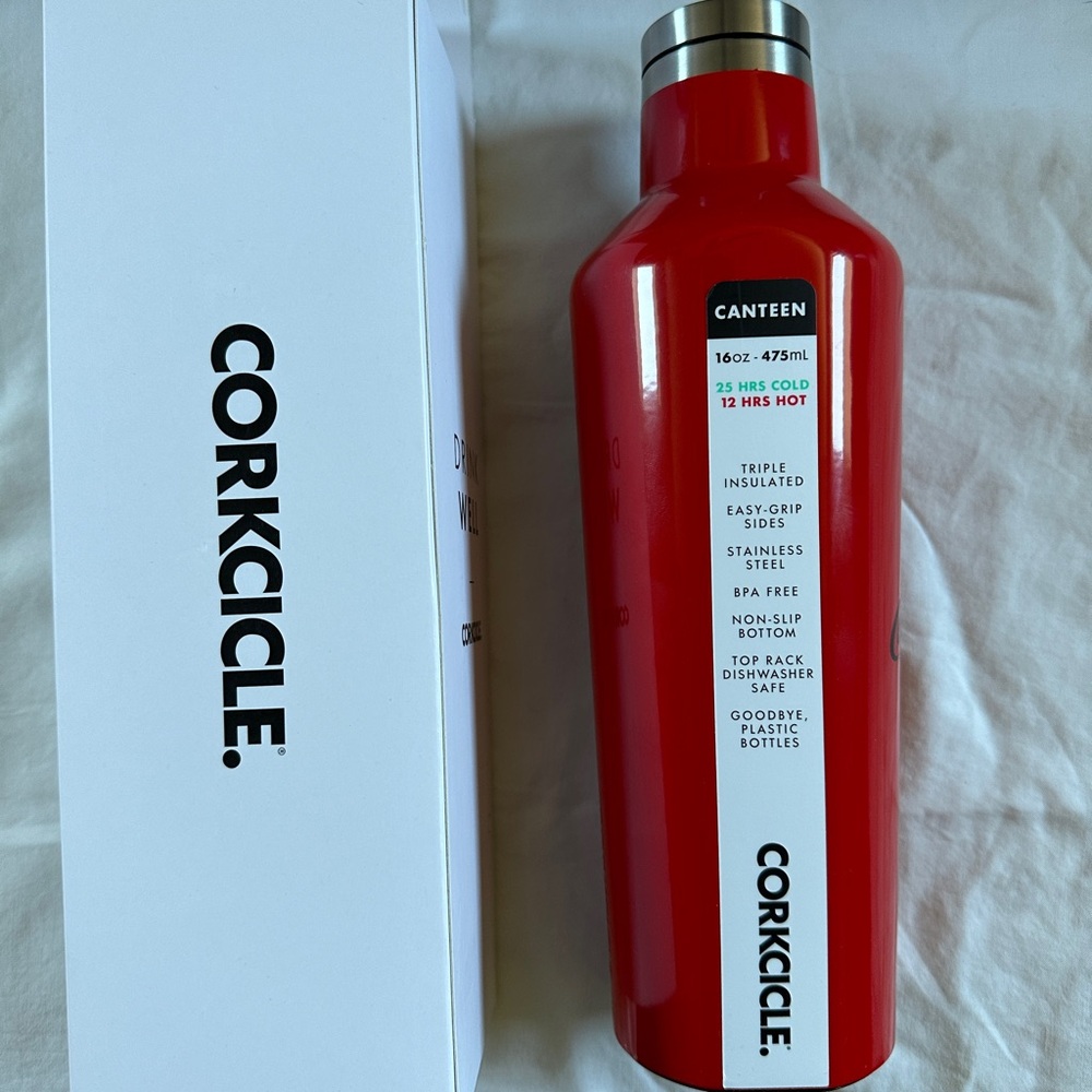 Corkcicle Red Stainless Steel Insulated Canteen - NIB